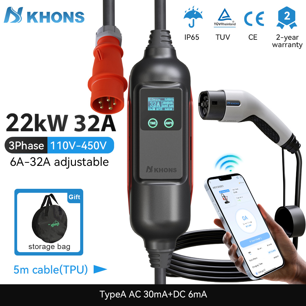 Smart Home For Pc - Khons شاحن EV محمول Type2 32A