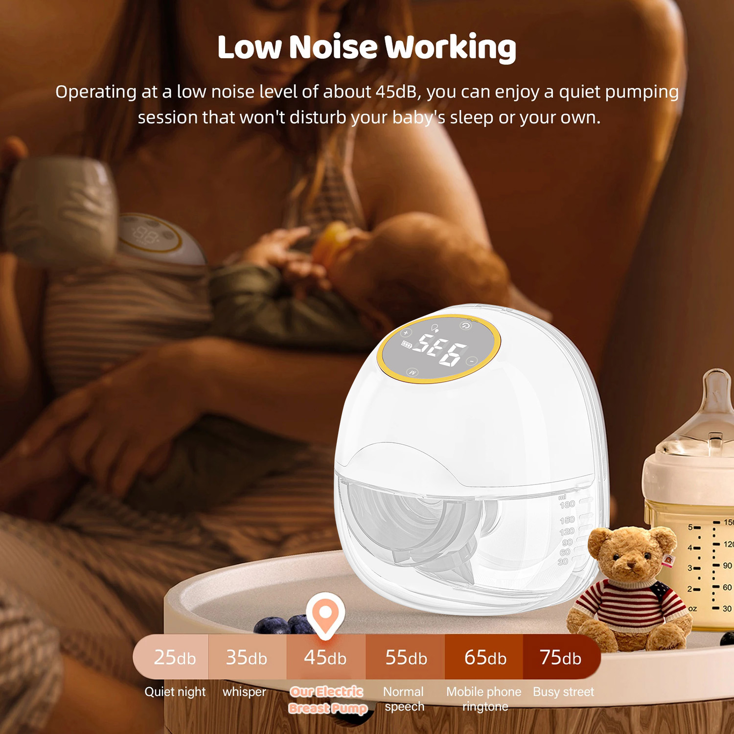 Smart Home Elements - مضخة ثدي كهربائية محمولة قابلة للارتداء،