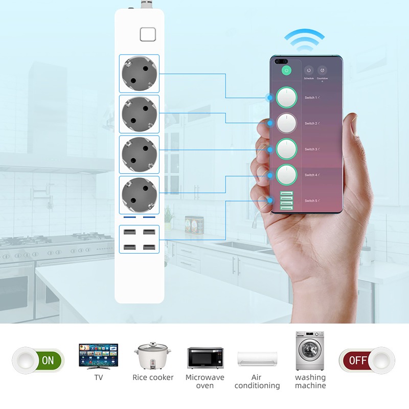 Smart Power Strip - شريط طاقة ذكي واي فاي مع