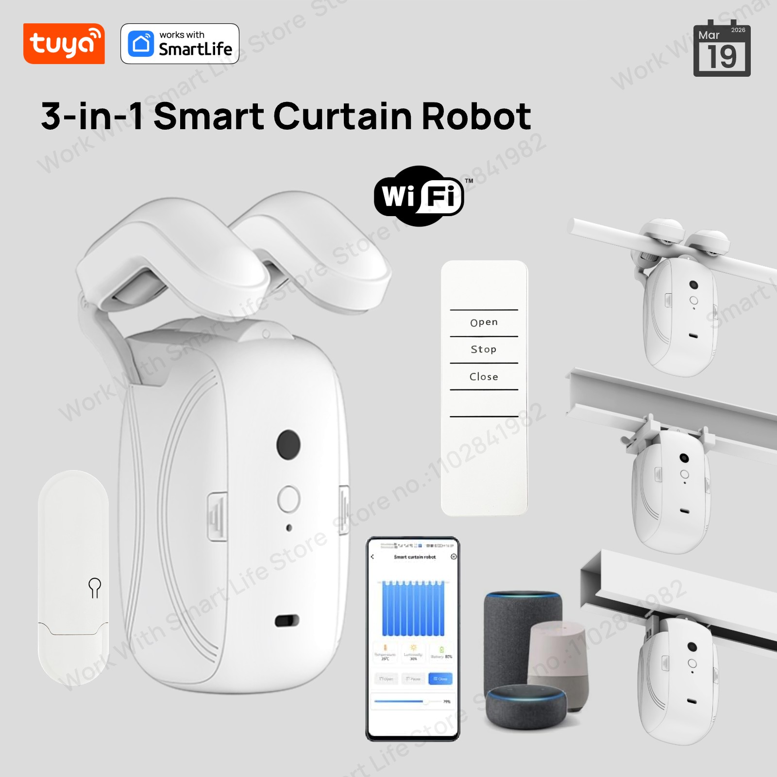 Smart Home Web - روبوت ستائر ذكي من تويا يعمل