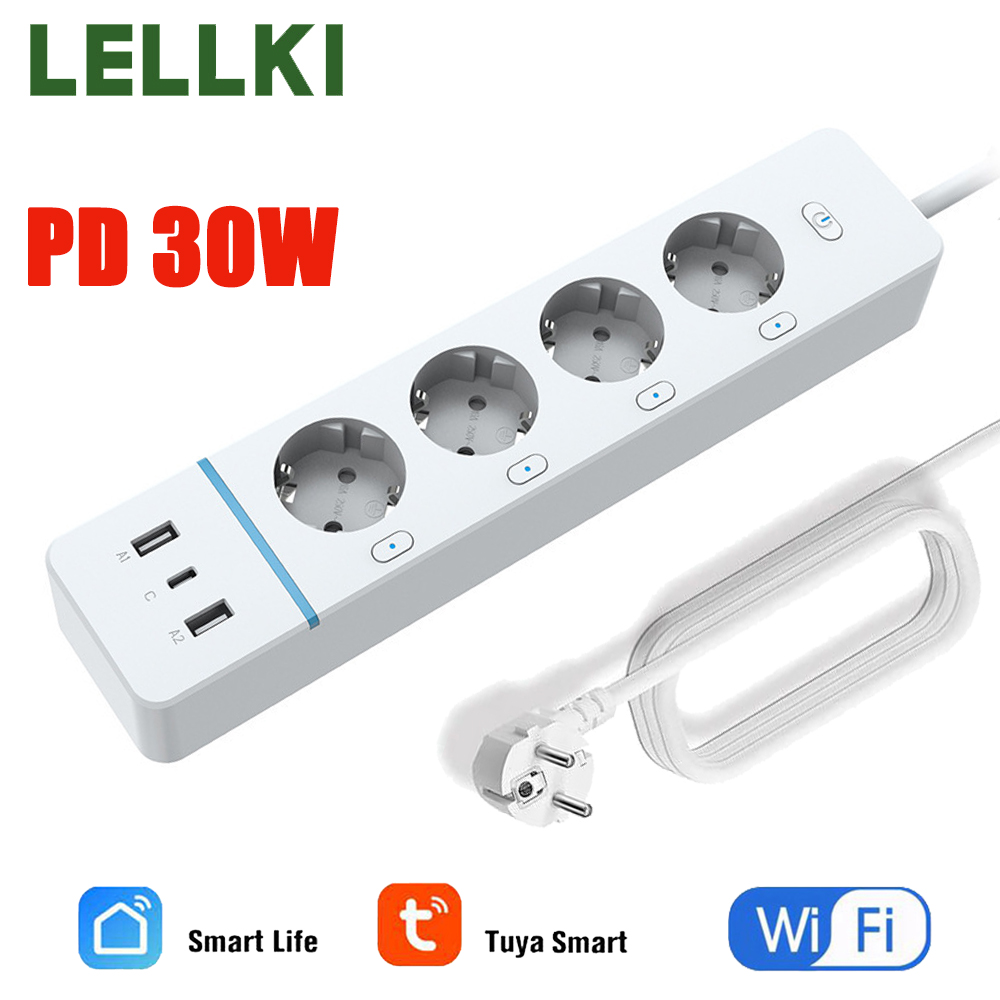 Smart Power Strip - مقبس واي فاي LELLKI 2A1C PD30W