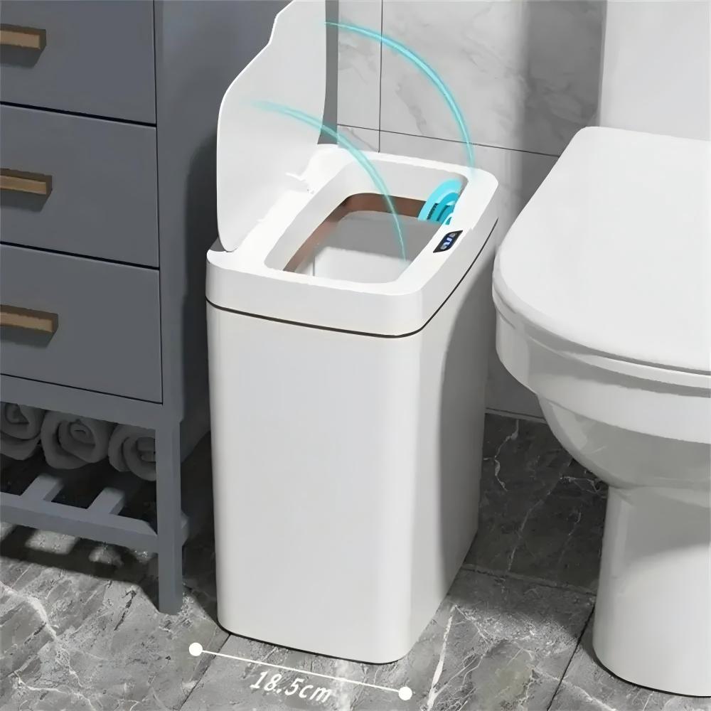 Smart Home Elements - سلة مهملات ذكية بيضاء بدون لمس