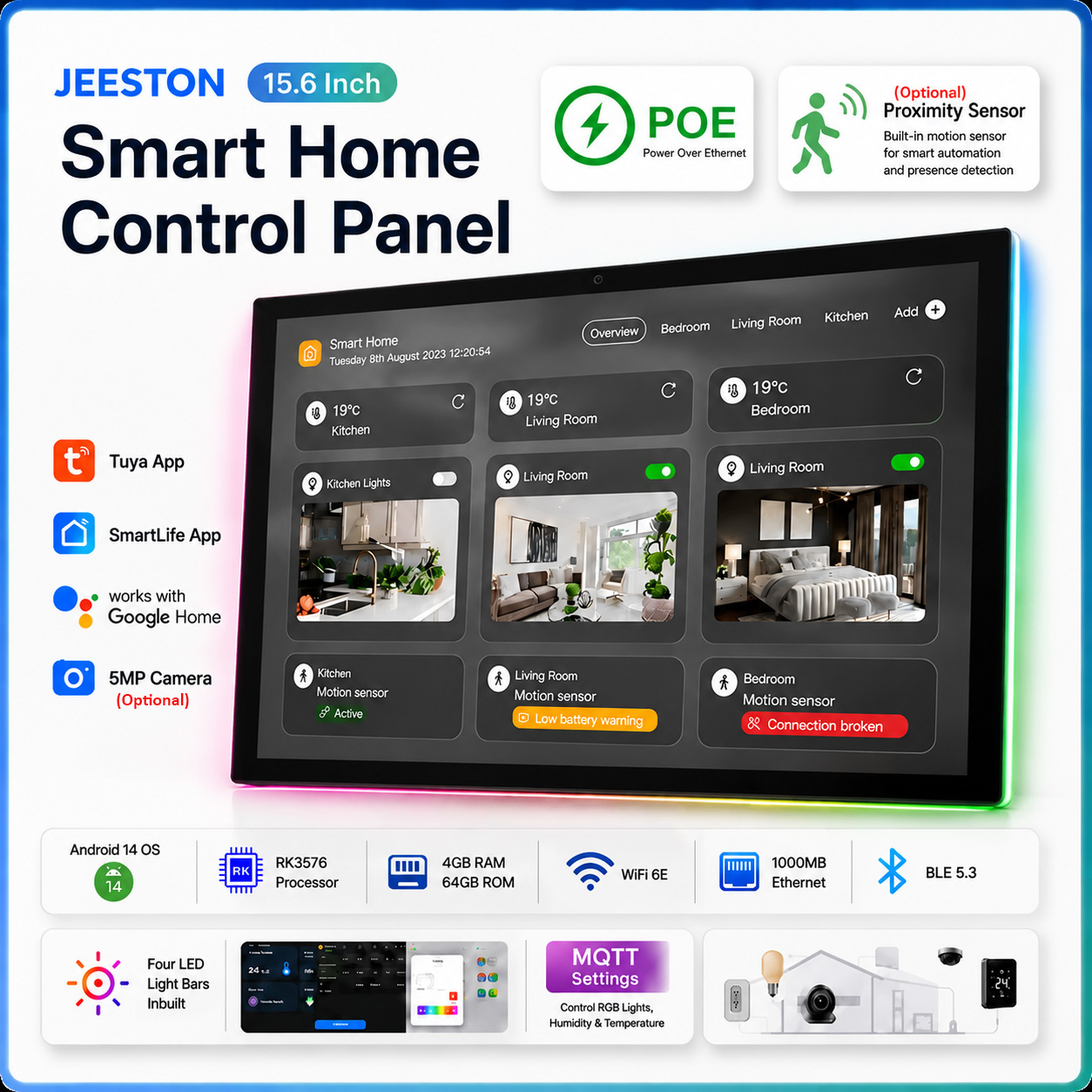 Smart Home Touchscreen Control Panel - لوحة تحكم ذكية للمنزل مقاس 15.6